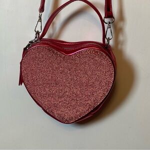 MADISON WEST Heart-Shaped Pink Red Metallic Bag